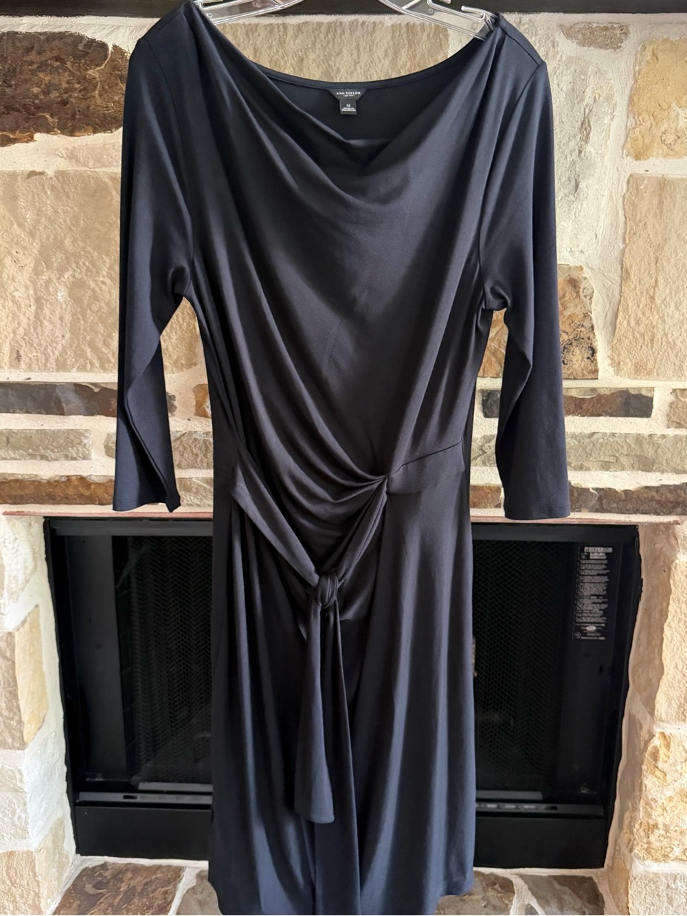 Ann Taylor Black Draped Knot-Front Women's Dress, Size M